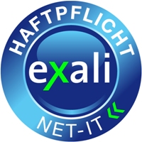 So sieht das exali Haftpflicht-Siegel für die IT-Haftpflichtversicherung aus.