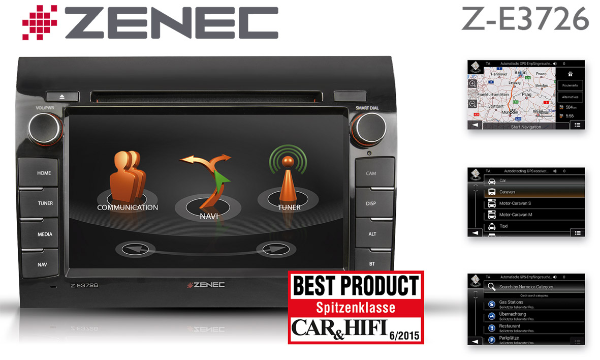 Zenec Z-E3726: Campernavi für Fiat, Citroen und Peugeot Zenec Z-E3726: Campernavi für Fiat, Citroen und Peugeot