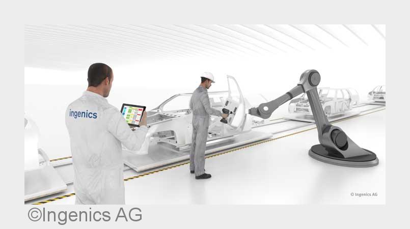 Mensch-Roboter-Kollaboration (Bildquelle: Ingenics AG) Mensch-Roboter-Kollaboration (Bildquelle: Ingenics AG)