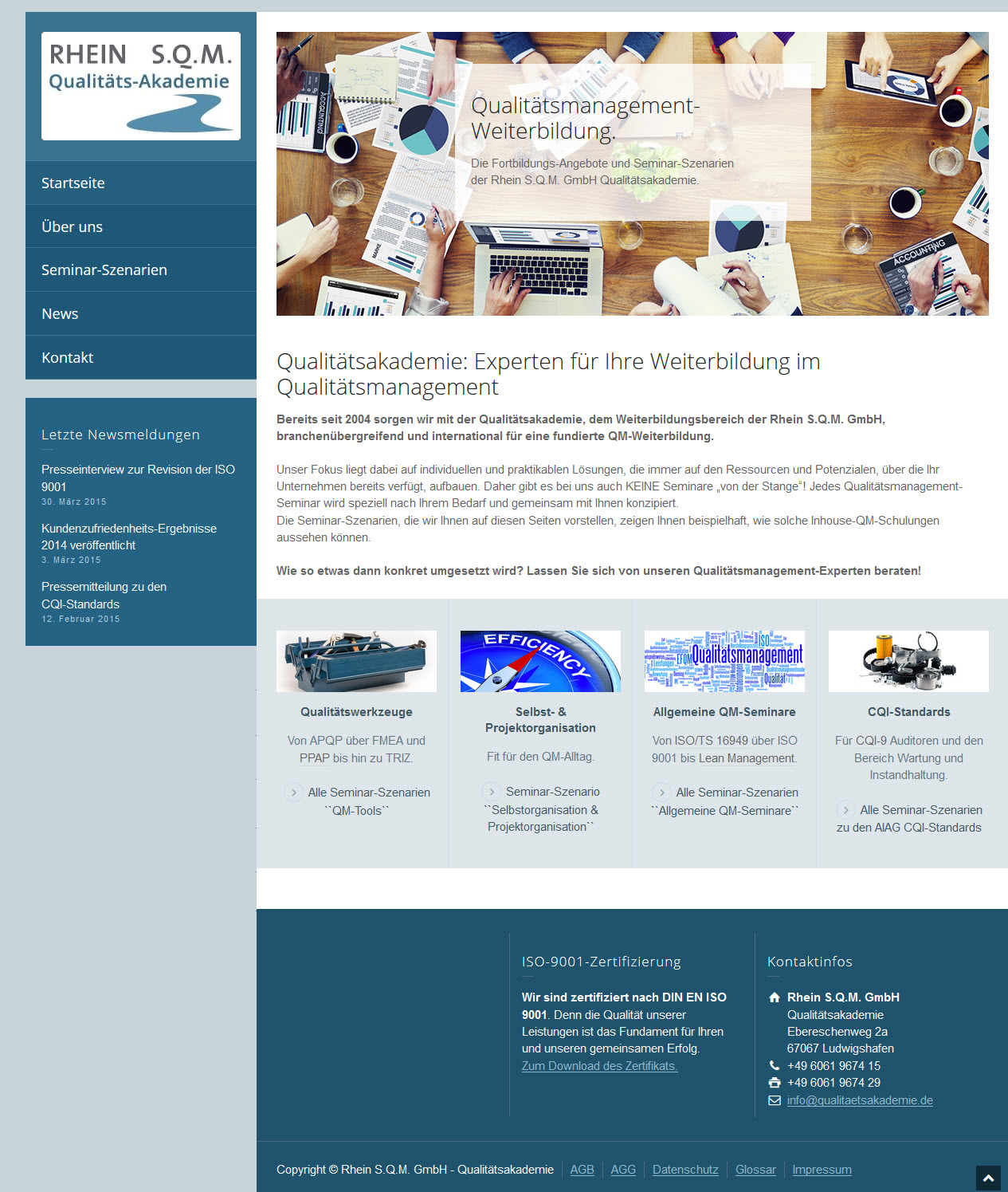 Die Qualitätsmanagement-Weiterbildung der Rhein S.Q.M. GmbH präsentiert sich in neuem Design. Die Qualitätsmanagement-Weiterbildung der Rhein S.Q.M. GmbH präsentiert sich in neuem Design.
