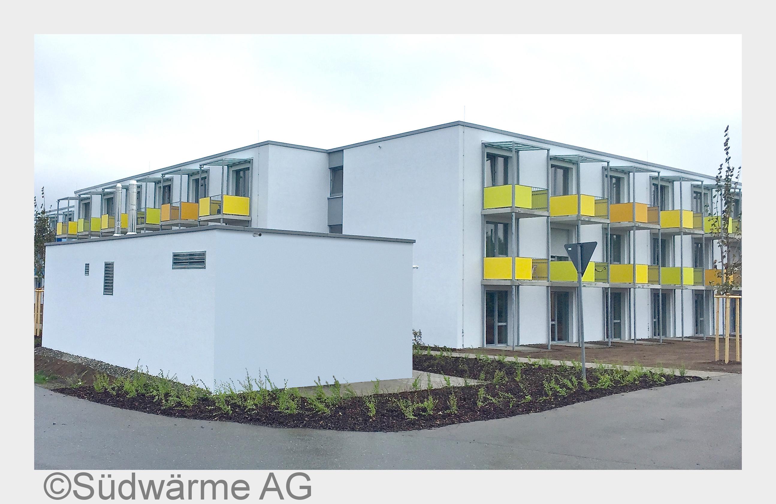 Campus Jakobshöhe, Bayreuth, Gesamtansicht mit externer Heizzentrale (Bildquelle: Südwärme AG)