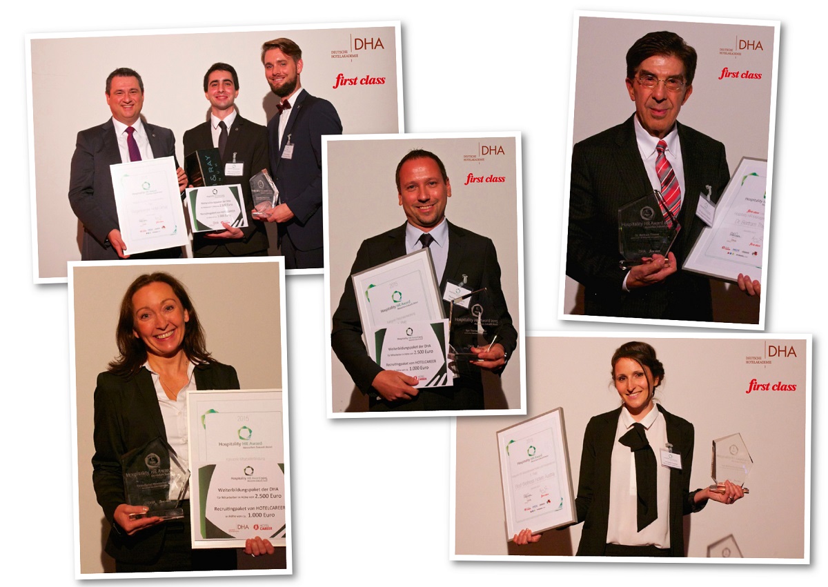 Die Gewinner in der jeweiligen Kategorie -  Hospitality HR-Award 2015 in München