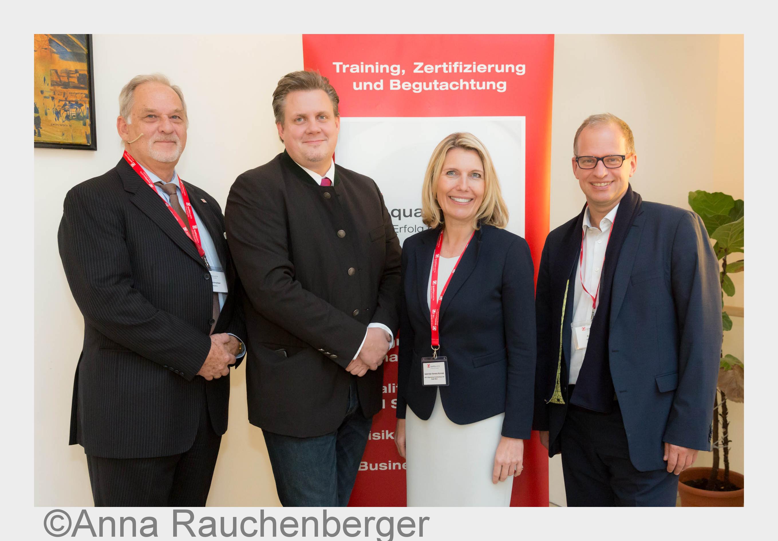 9.qualityaustria Gesundheitsforum v.l.n.r.: G. Schreiber, L. Kamolz, G. Kornek, A. Dick. (Bildquelle