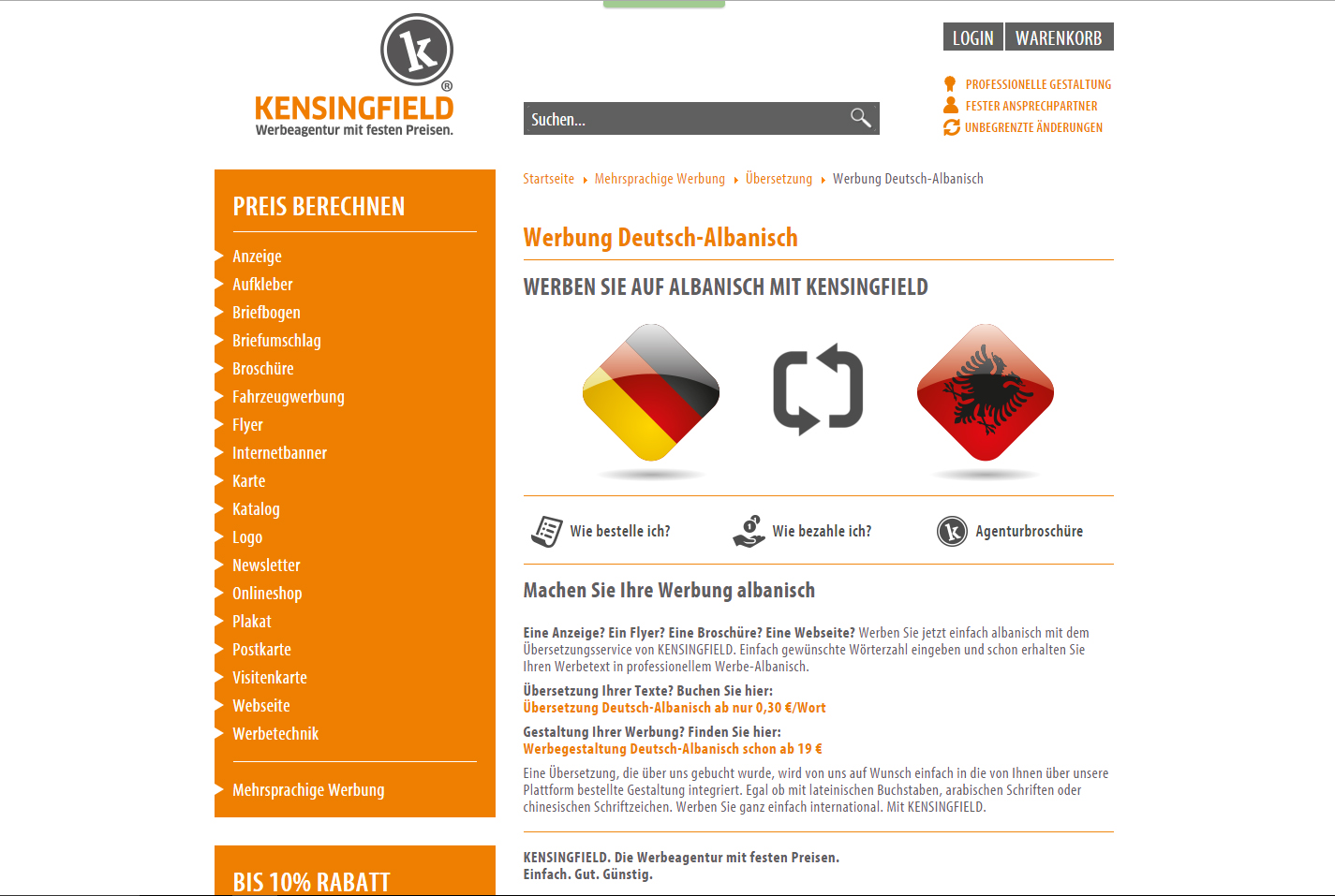 Werbung Deutsch-Albanisch bei KENSINGFIELD Werbung Deutsch-Albanisch bei KENSINGFIELD