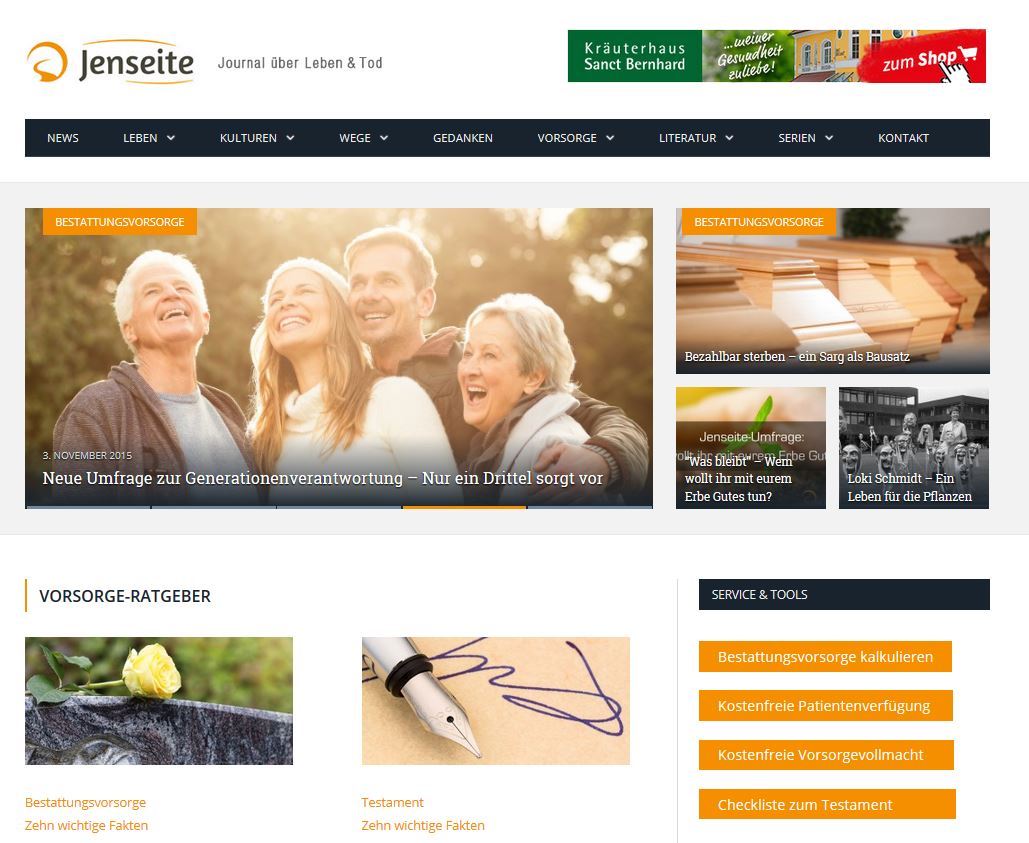 Screenshot Online-Journal"Jenseite"