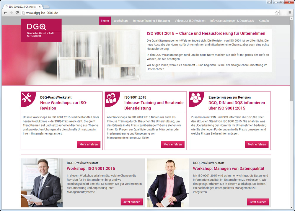 Neue DGQ-Website auf Basis von Wordpress informiert zur Revision der ISO 9001 Neue DGQ-Website auf Basis von Wordpress informiert zur Revision der ISO 9001