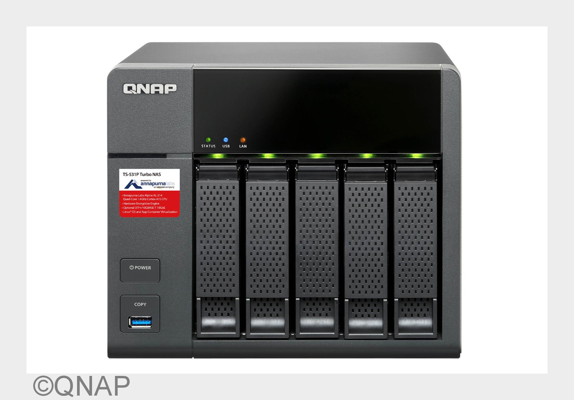 QNAP TS-531P mit Quad-Core-Prozessor und 10GbE-Support, optimal für VMs (Bildquelle: QNAP) QNAP TS-531P mit Quad-Core-Prozessor und 10GbE-Support, optimal für VMs (Bildquelle: QNAP)
