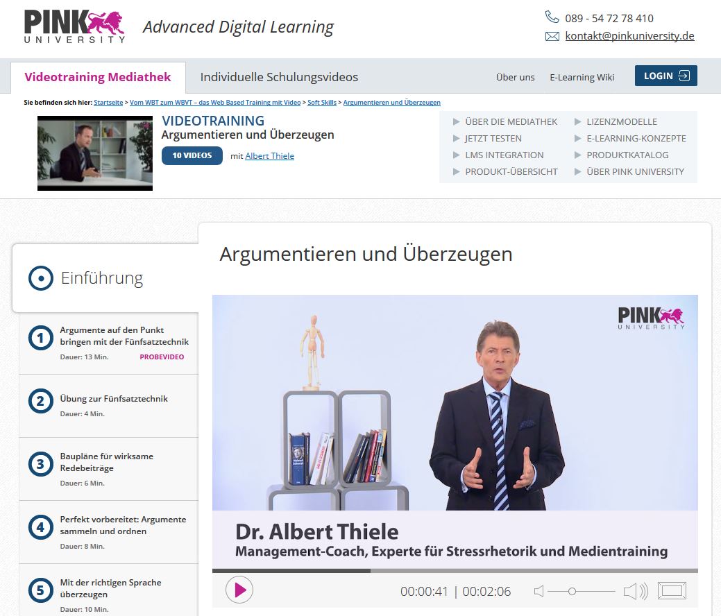 Ansicht des exemplarischen Videotrainings?Argumentieren undÜberzeugen?von Dr. Albert Thiele Ansicht des exemplarischen Videotrainings?Argumentieren undÜberzeugen?von Dr. Albert Thiele