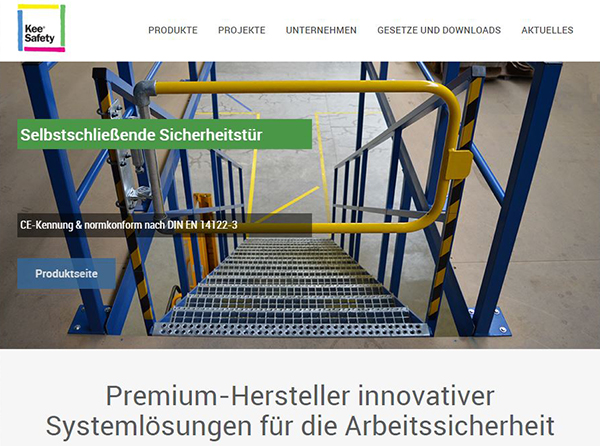 Startseite der neuen Website von Kee Safety Startseite der neuen Website von Kee Safety