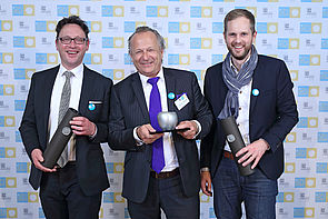 Die strahlenden Gewinner Martin Woermann/Brillux, Thorsten Kalmutzke und Thomas Lenders/Geschäftsfüh