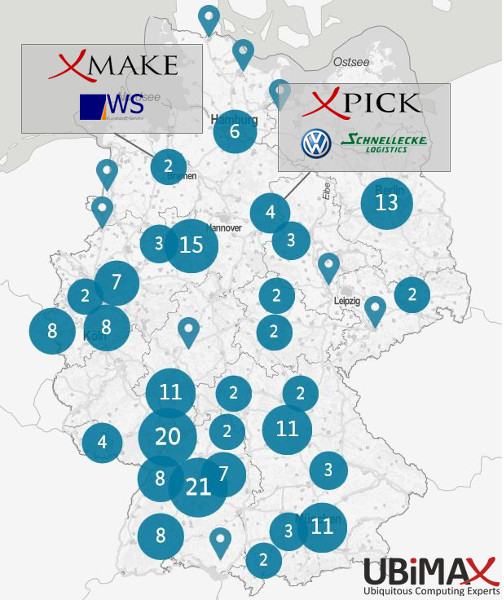 Drei von 200 innovativen Projekten auf der Industrie 4.0 – Landkarte stammen von Ubimax