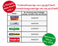 Jetzt auf 5 Portalen inserieren und nur für ein Portal bezahlen
