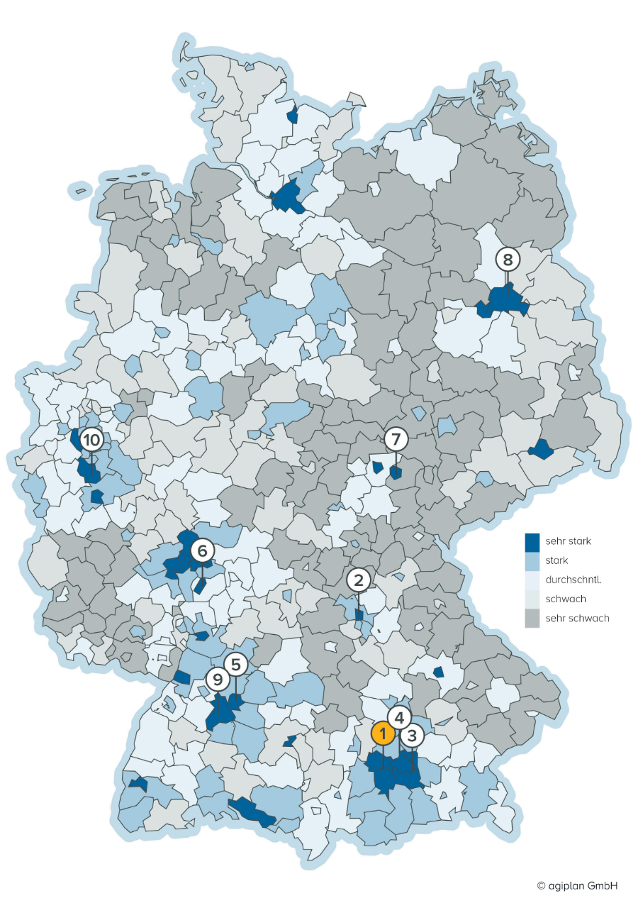 Die Studie untersucht alle 402 Städte und Kreise in Deutschland.