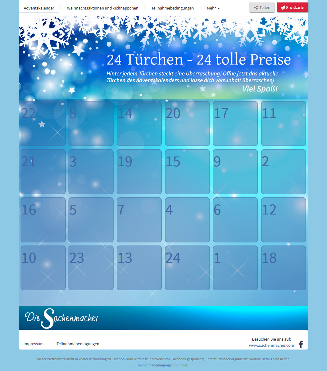 24 Türchen, 24 Chancen - der Sachenmacher-Adventskalender 24 Türchen, 24 Chancen - der Sachenmacher-Adventskalender