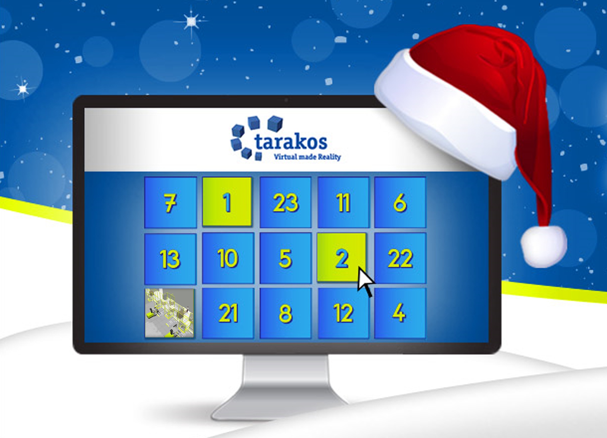 Adventskalender der digitalen Logistikplanung: Hinter jedem Türchen findet sich ein kurzes Video