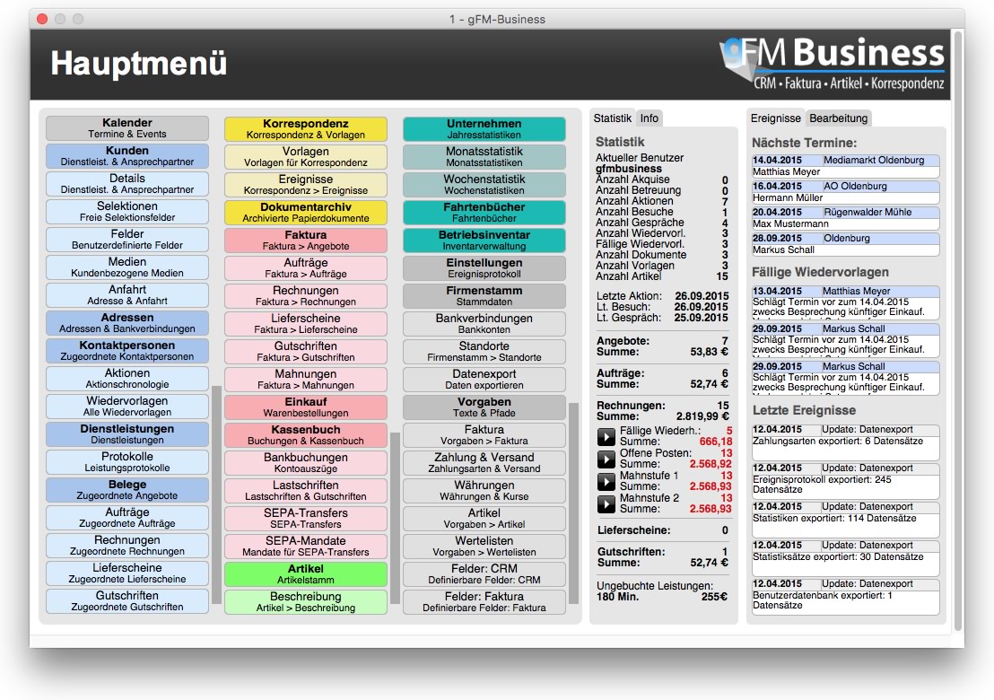 gFM-Business Unternehmenssoftware für Mac OS X, Windows und iPad gFM-Business Unternehmenssoftware für Mac OS X, Windows und iPad