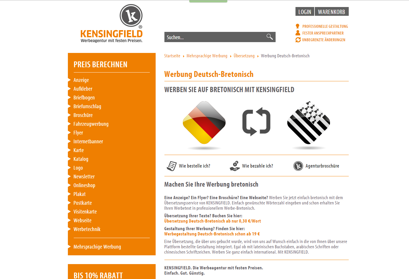 Werbung Deutsch-Bretonisch bei KENSINGFIELD Werbung Deutsch-Bretonisch bei KENSINGFIELD