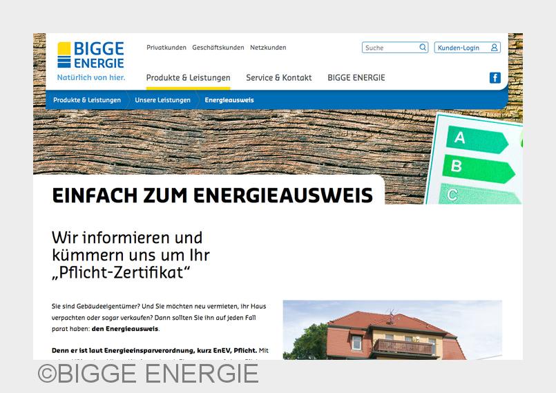Die neue Internetseite von BIGGE ENERGIE bietet Informationen vom Tarif bis zum Energieausweis. (Bil Die neue Internetseite von BIGGE ENERGIE bietet Informationen vom Tarif bis zum Energieausweis. (Bil