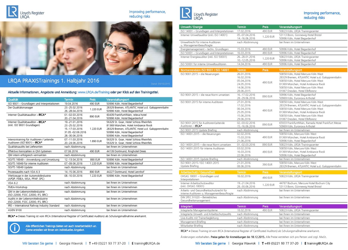 Training für die erfolgreiche Zertifizierung Training für die erfolgreiche Zertifizierung