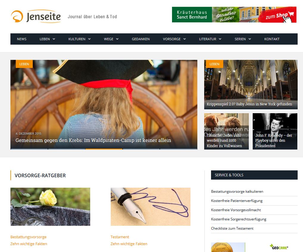 Screenshot Online-Journal"Jenseite" Screenshot Online-Journal"Jenseite"