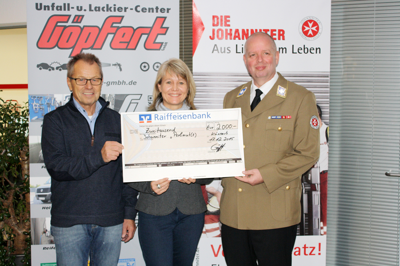 v.l. Berthold Göpfert, Diana Scheuerer und Uwe Kinstle, Johanniter Unfallhilfe e.V.