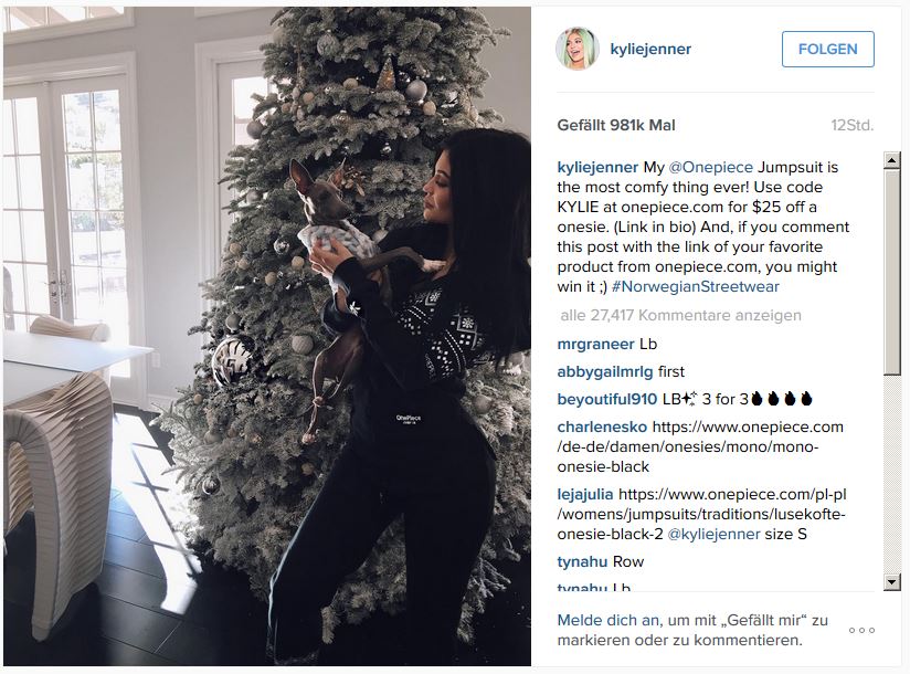 Kylie Jenner im kuscheligen Jumpsuit von Onepiece©https://www.instagram.com/kyliejenner/ Kylie Jenner im kuscheligen Jumpsuit von Onepiece©https://www.instagram.com/kyliejenner/