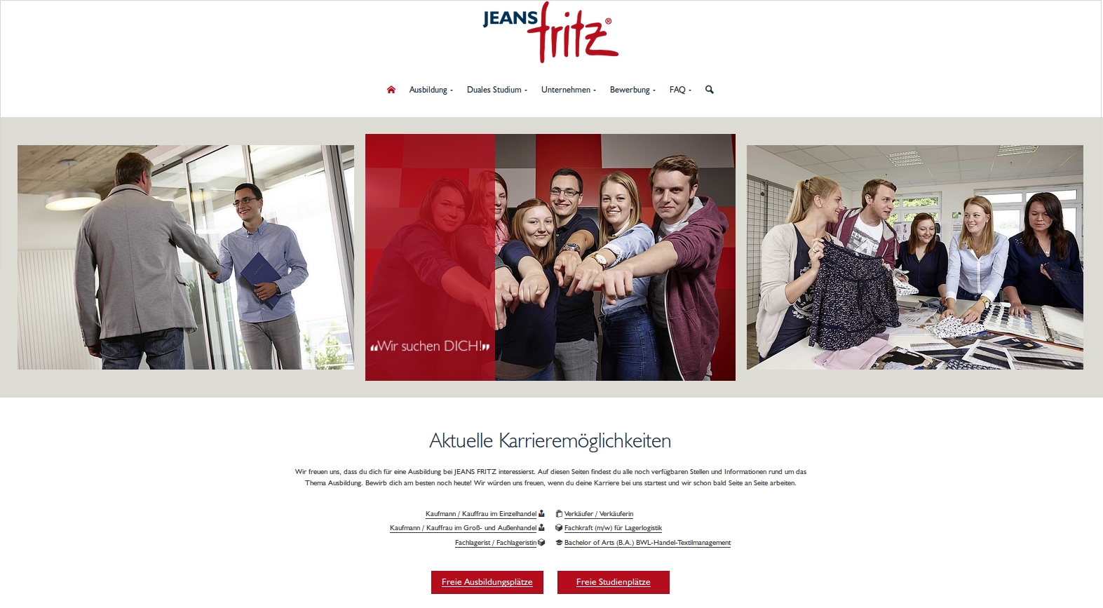 Neuer moderner Webauftritt für das Karriereportal von Jeans Fritz Neuer moderner Webauftritt für das Karriereportal von Jeans Fritz