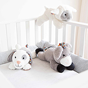 Wirken beruhigend aufs Baby: Die Plüschtiere Dex, Liz und Don simulieren den Herzschlag der Mutter Wirken beruhigend aufs Baby: Die Plüschtiere Dex, Liz und Don simulieren den Herzschlag der Mutter