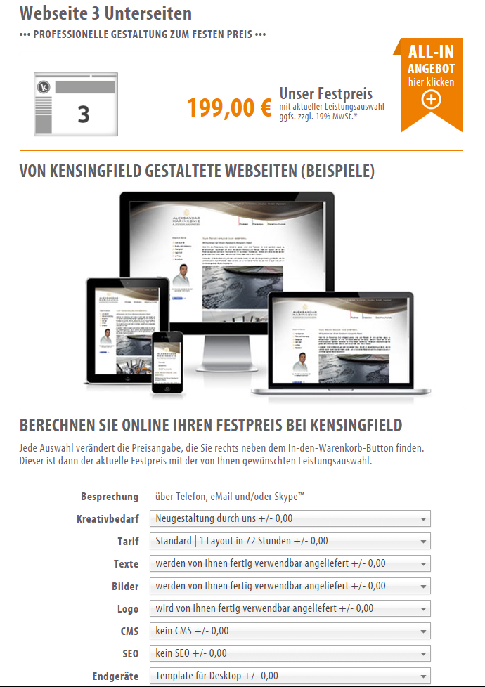 Webseite 3 Unterseiten bei KENSINGFIELD Webseite 3 Unterseiten bei KENSINGFIELD