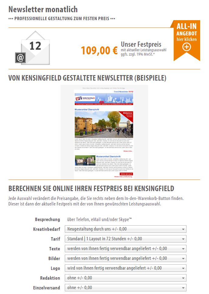 Newsletter monatlich bei KENSINGFIELD Newsletter monatlich bei KENSINGFIELD