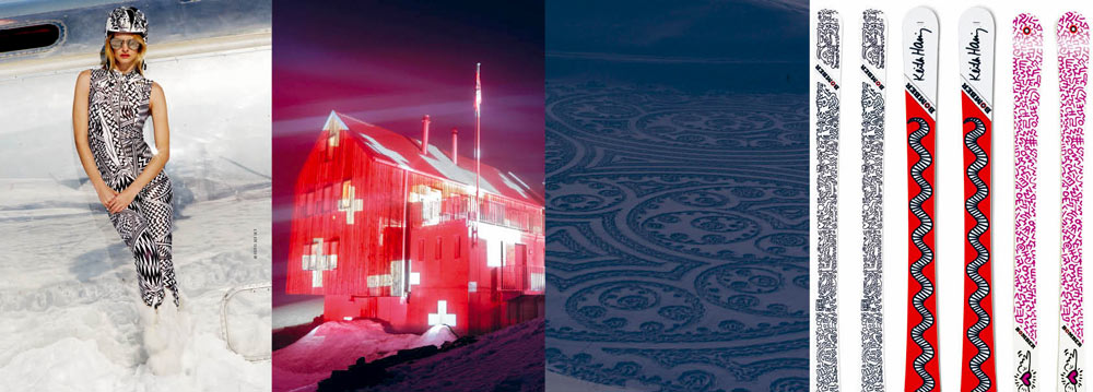 JetSet Skimode, Lichtkunst in den Alpen, Snow Art Simon Beck, Bomber Ski Artist Series JetSet Skimode, Lichtkunst in den Alpen, Snow Art Simon Beck, Bomber Ski Artist Series
