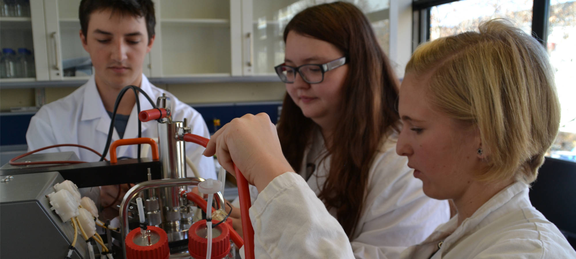 In einem Uni-Schulprojekt entwickeln Schüler des Biotechnologischen Gymnasiums Messmethoden an einem In einem Uni-Schulprojekt entwickeln Schüler des Biotechnologischen Gymnasiums Messmethoden an einem