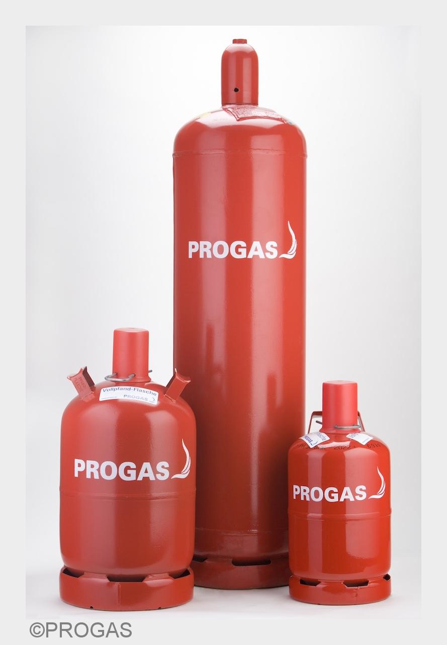 PROGAS-Flaschengas gibt es in den Größen 5, 11 und 33 Kilogramm. (Bildquelle: PROGAS)