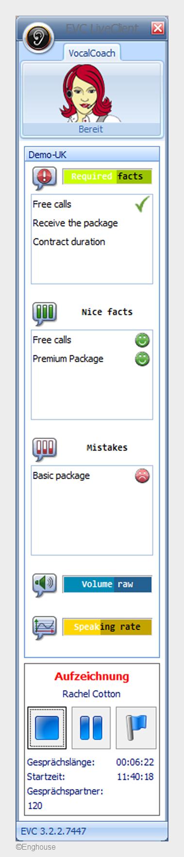 ?VocalCoach?-LiveClient mit integriertem?QMS" Desktop Utility. (Bildquelle: Enghouse)