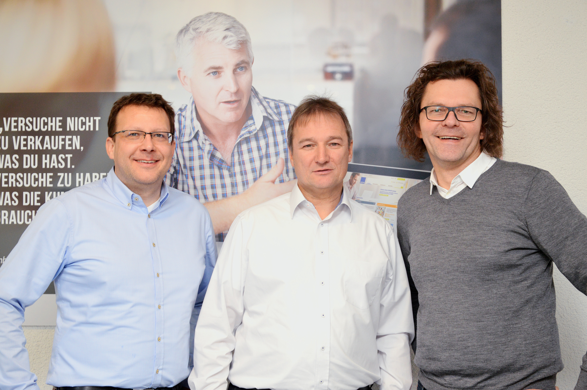 WEKA-Geschäftsführer Michael Bruns, Werner Pehland und Stephan Behrens stellen die Strategie 2019 vo