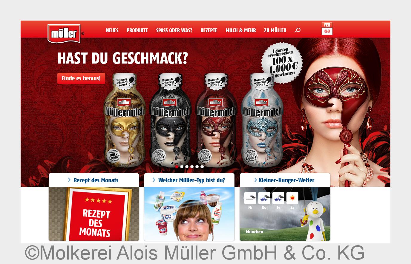 Molkerei Müller launcht neue interaktive Homepage www.muellermilch.de (Bildquelle: Molkerei Alois Mü