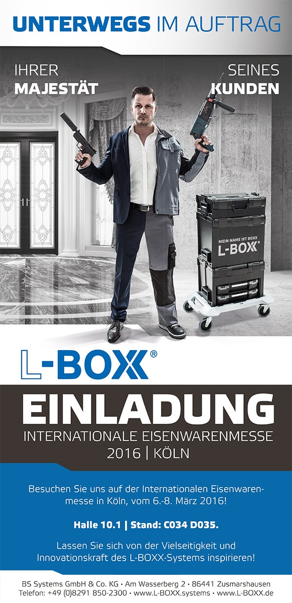 Die L-BOXX auf der Internationalen Eisenwarenmesse in Köln Die L-BOXX auf der Internationalen Eisenwarenmesse in Köln