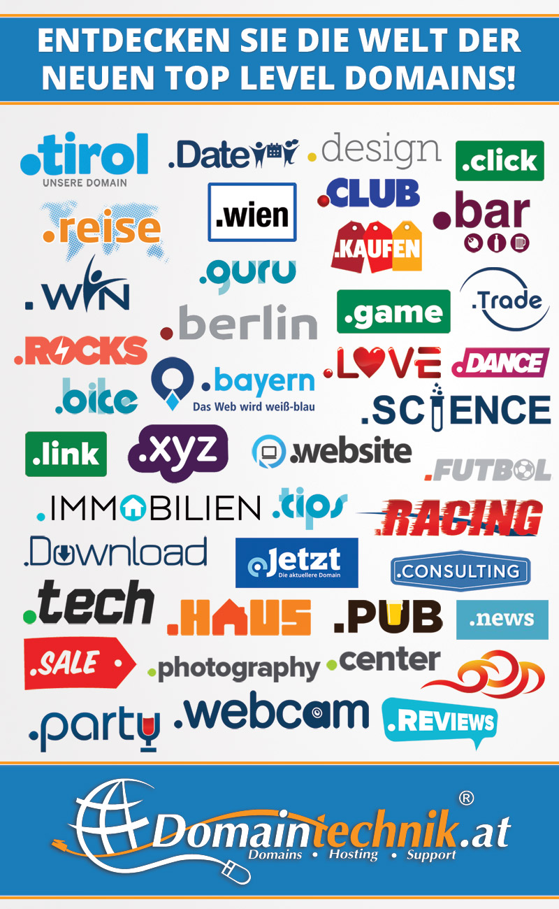 Riesige Auswahl an neuen Top Level Domains Riesige Auswahl an neuen Top Level Domains