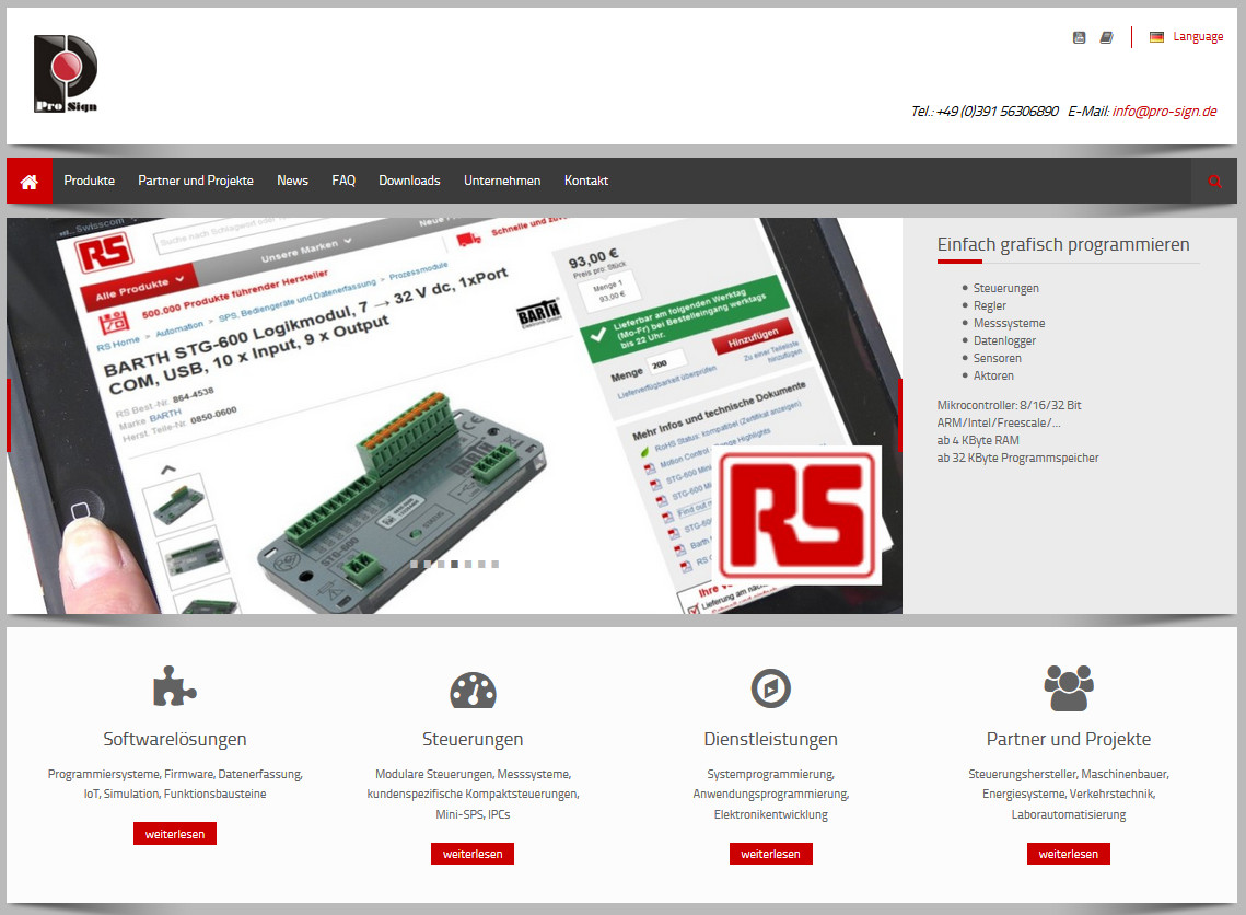 Die neue Homepage der Firma ProSign
