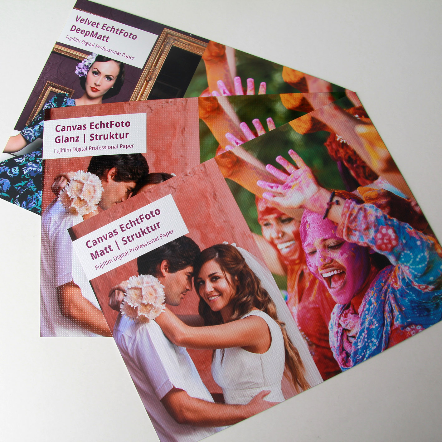 Neues Fujifilm Fotopapier Velvet (DeepMatt), Canvas (Struktur) Glanz und Matt