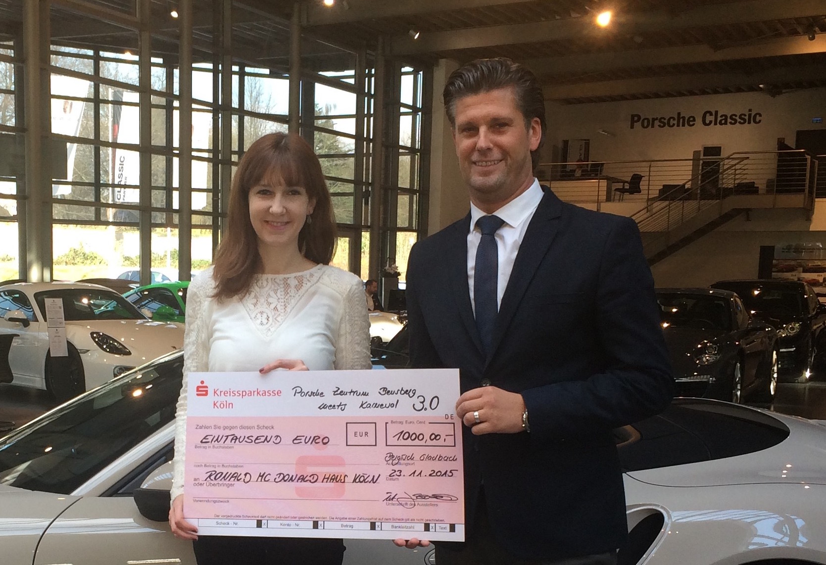 Nathalie Funke, Ronald McDonald-Haus, Köln, Roman Konrads, Geschäftsführer Porsche Zentrum Bensberg