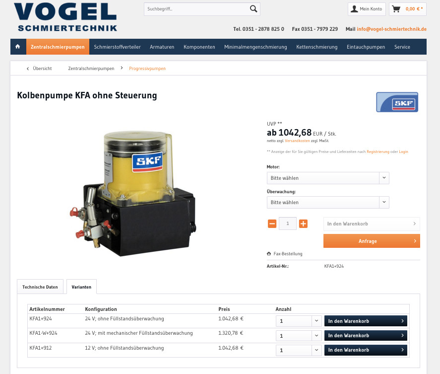 Vogel Schmiertechnik WebShop