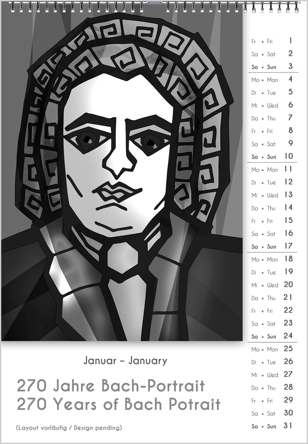 Einer von 33 Bach-Kalendern, das perfekte Musikergeschenk. Ein cooles Geschenk von Musikern und für 