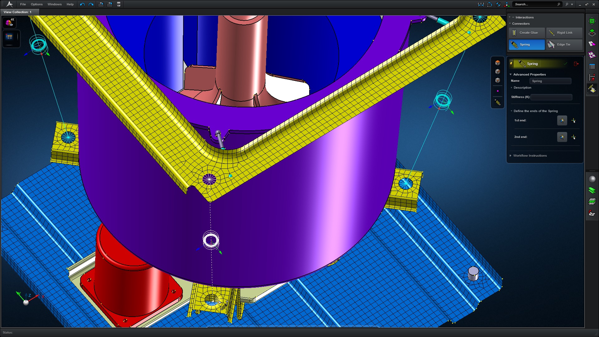 Verschiedene Teile dieser Waschmaschine sind durch Federelemente verbunden. Verschiedene Teile dieser Waschmaschine sind durch Federelemente verbunden.