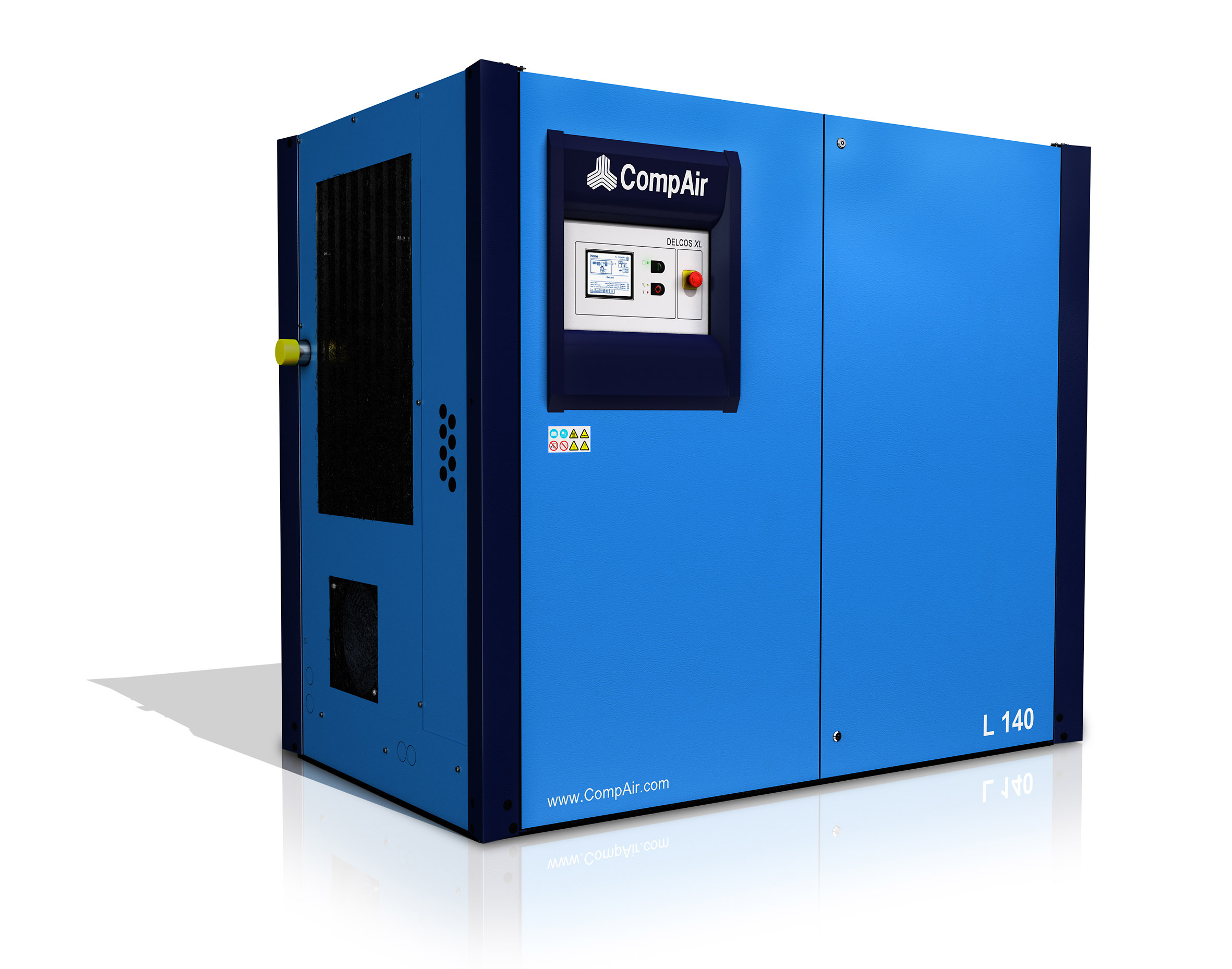 Die  L140 ist mit einem energieeffizienten IE3-Elektromotor ausgestattet, optional mit IE4-Motor.