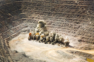 Sprengung für Abbau bei Timmins Gold, San Francisco Mine, Mexiko Sprengung für Abbau bei Timmins Gold, San Francisco Mine, Mexiko