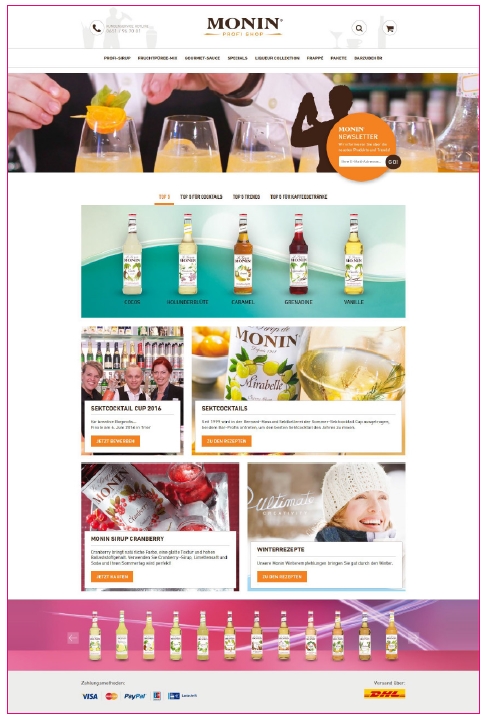 Der neue MONIN Profi-Webshop -übersichtlich und informativ