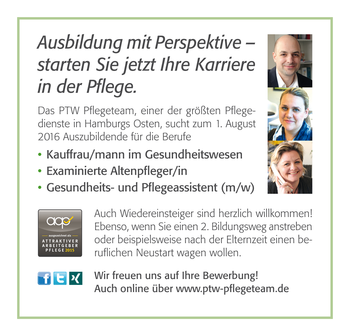 Ausbildung beim PTW Pflegeteam