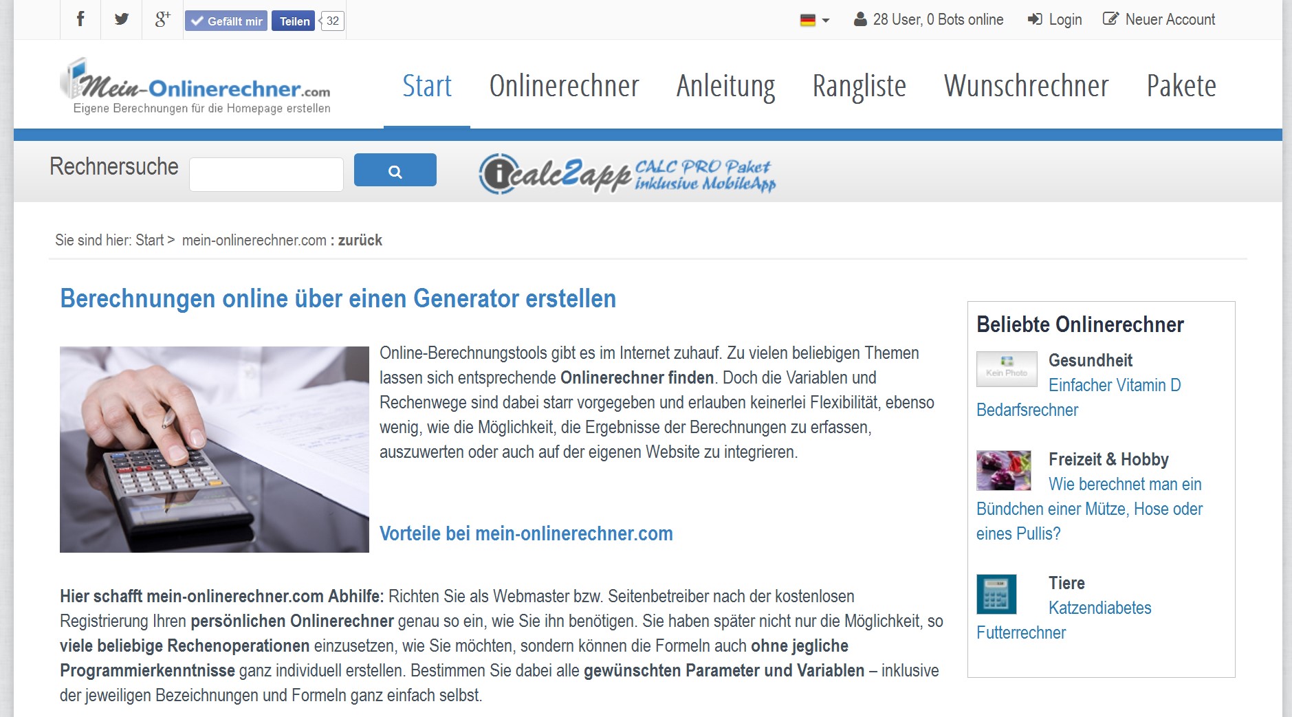 Screenshot Mein-Onlinerechner.com 03/2016 Screenshot Mein-Onlinerechner.com 03/2016