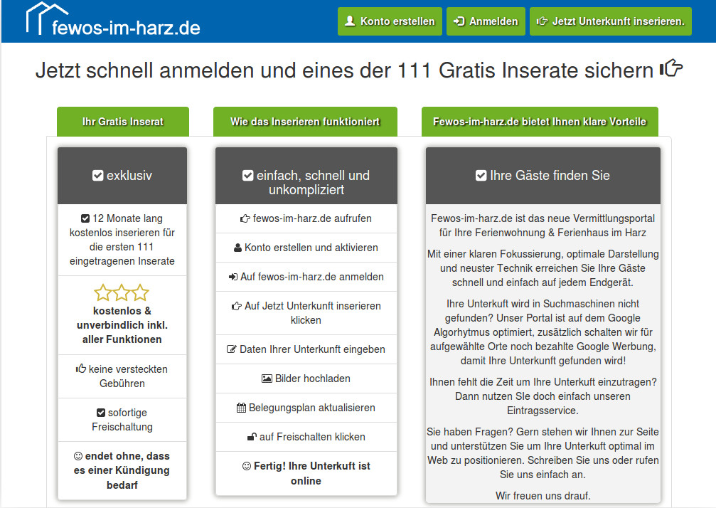 Ferienwohnung im  Harz finden oder inserieren
